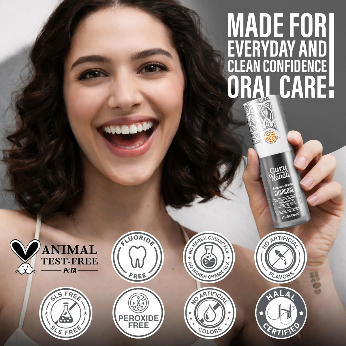 Charcoal Toothpaste Booster with 5% Charcoal Powder – 1 fl oz