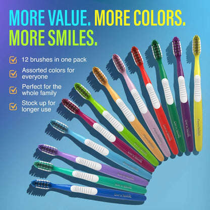 Multi-Action Toothbrush with Tongue Cleaner – 12 Pack