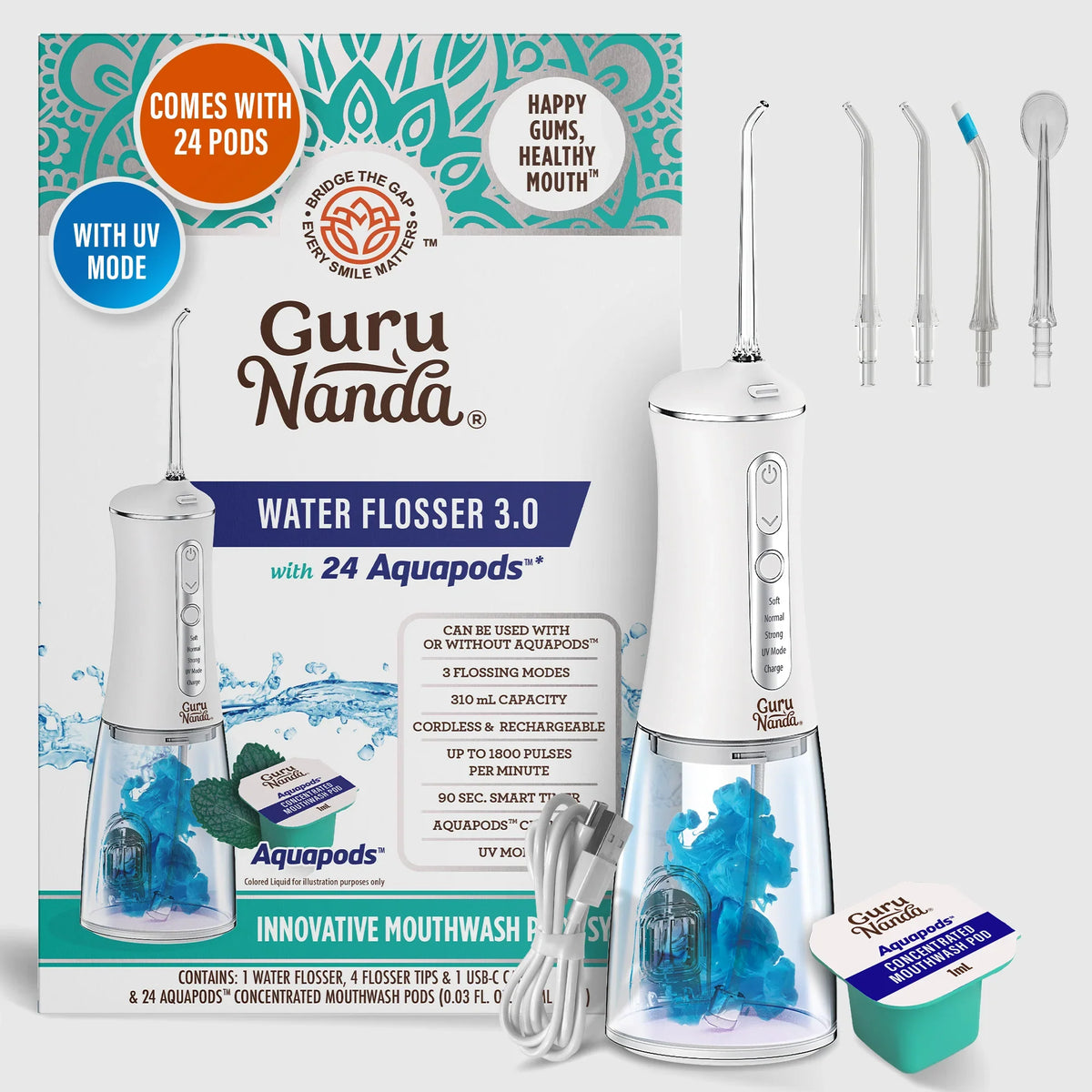 Advanced Water Flosser 3.0 with UV & 24 Aquapods