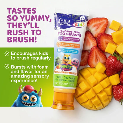 Kids Toothpaste with Xylitol & Hydroxyapatite, Strawberry Mango – 4.2 oz