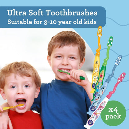 Fun Animals Kids' Toothbrush with Suction Cup – 4 Pack
