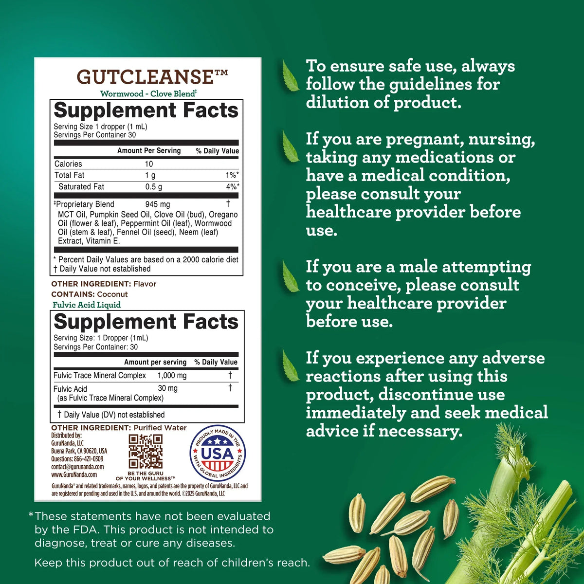 Gutcleanse With Wormwood, Clove & Fulvic Acid — 2-Step Supplement
