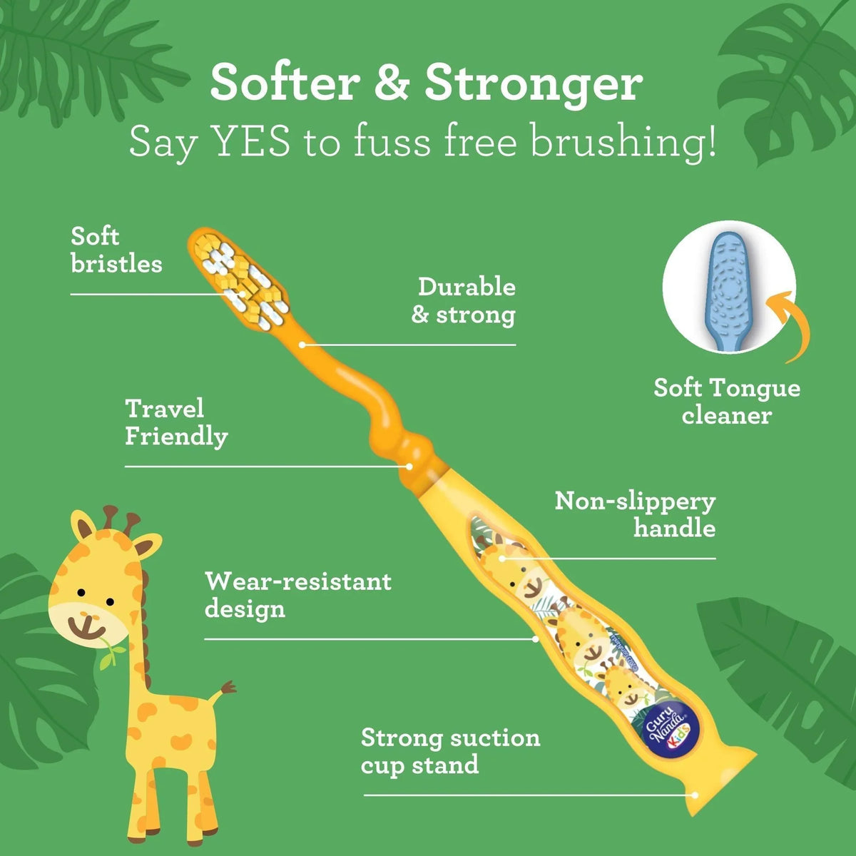 Fun Animals Kids' Toothbrush with Suction Cup – 4 Pack