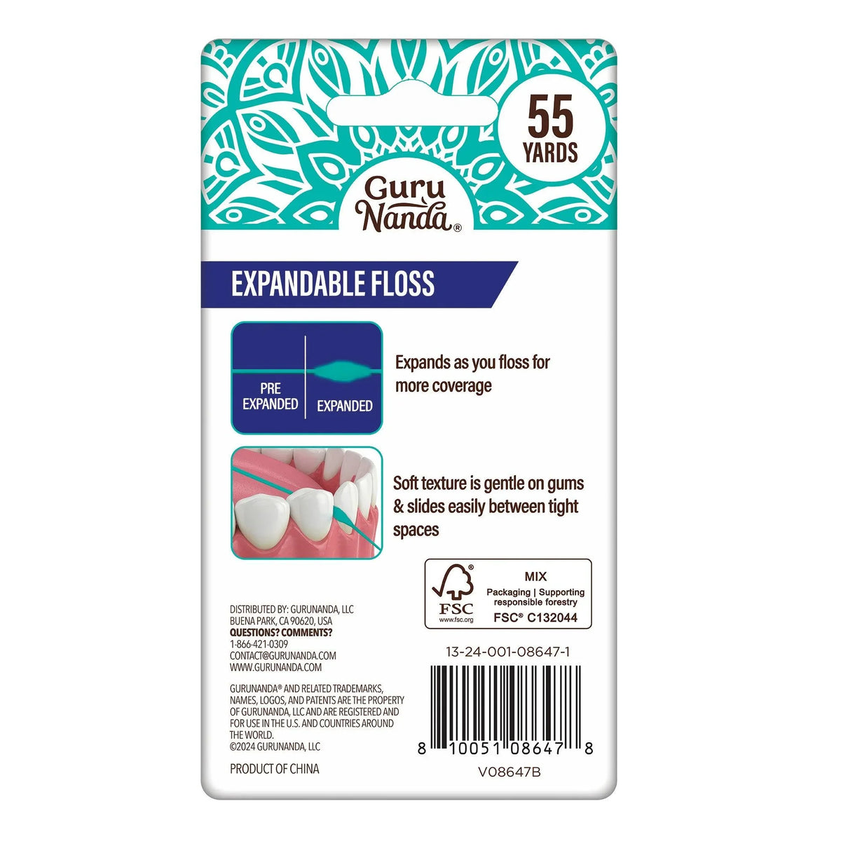 Peppermint Flavored Expandable Dental Floss – 55 Yards