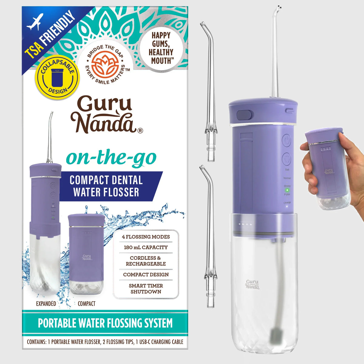 Compact Dental Water Flosser (180 ml)