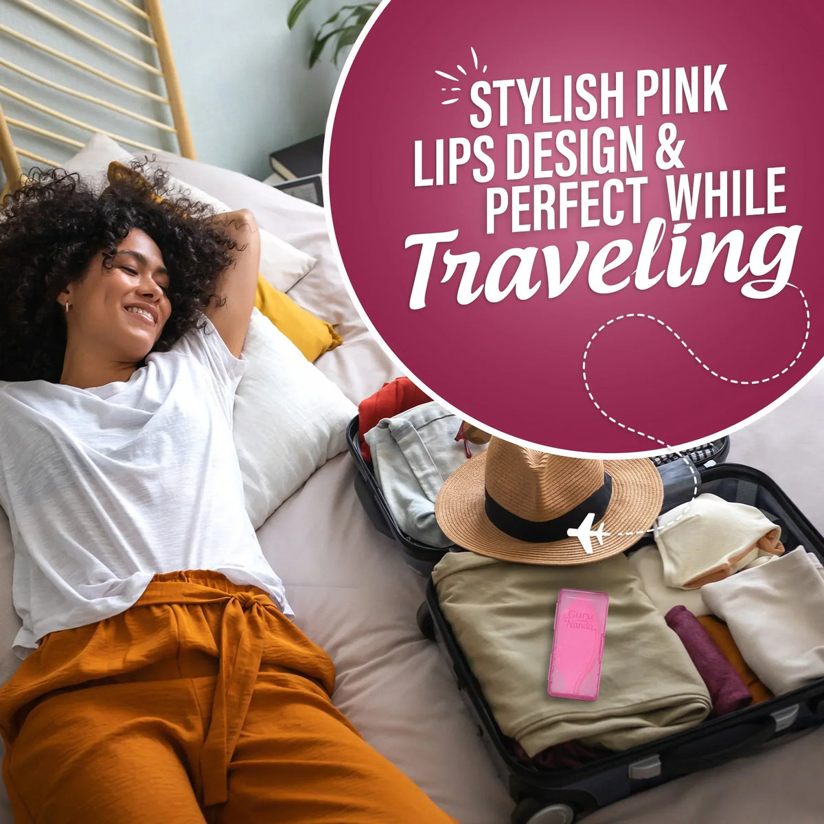 Pink Lip Shaped Night Tape with Case - 60 Count