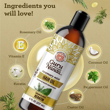 Rosemary Mint Hair Oil with Keratin - 8 oz.