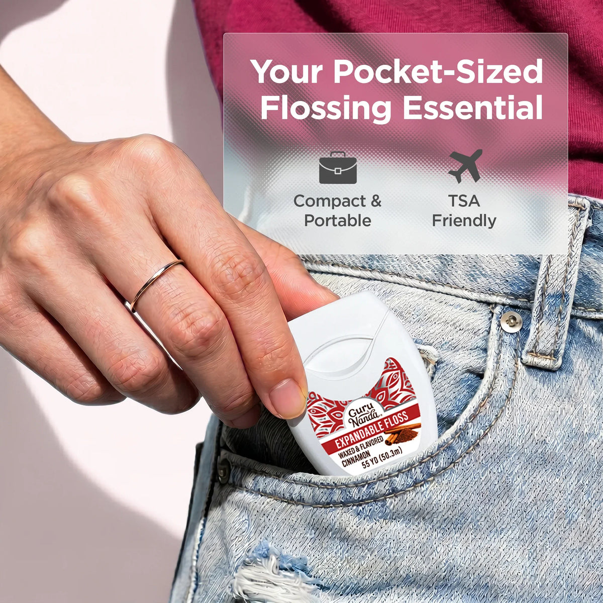 Cinnamon Flavored Expandable Dental Floss – 55 Yards