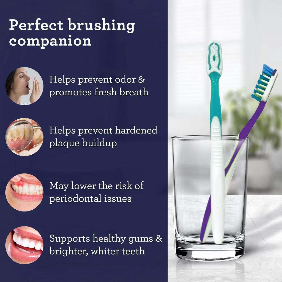 Multi-Action Toothbrush with Tongue Cleaner – 8 Pack
