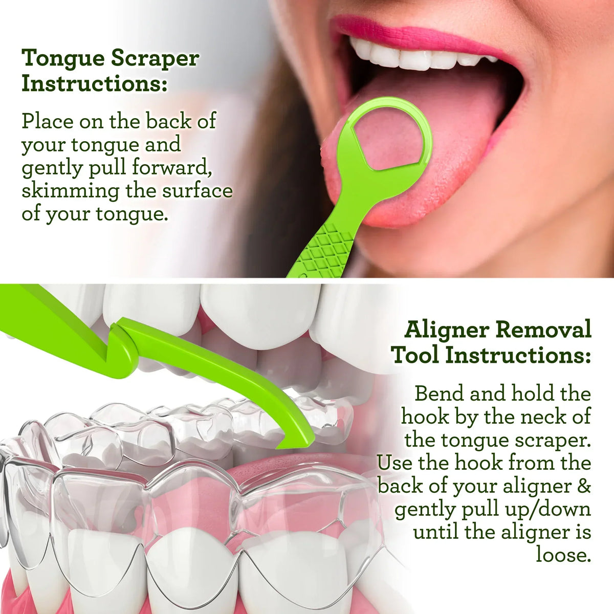 Ultimate Dual Function Tongue Scraper with Aligner Remover – 40 Count