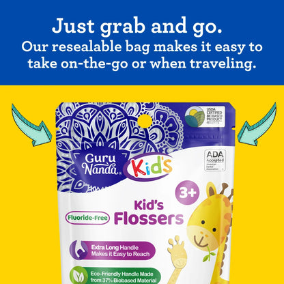 Kids' Giraffe Shaped Flossers, Fluoride-Free
